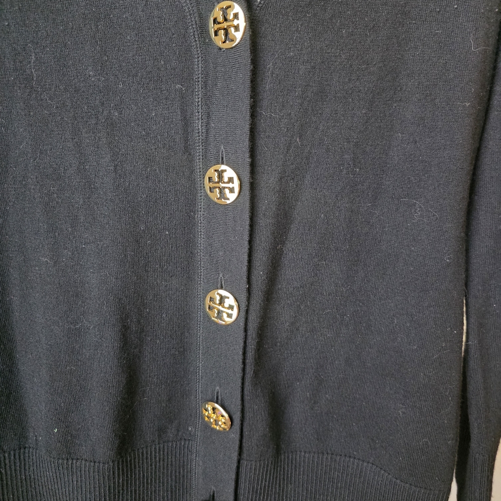 Tory Burch Black Merino Wool Vneck Sweater - Picture 3 of 7
